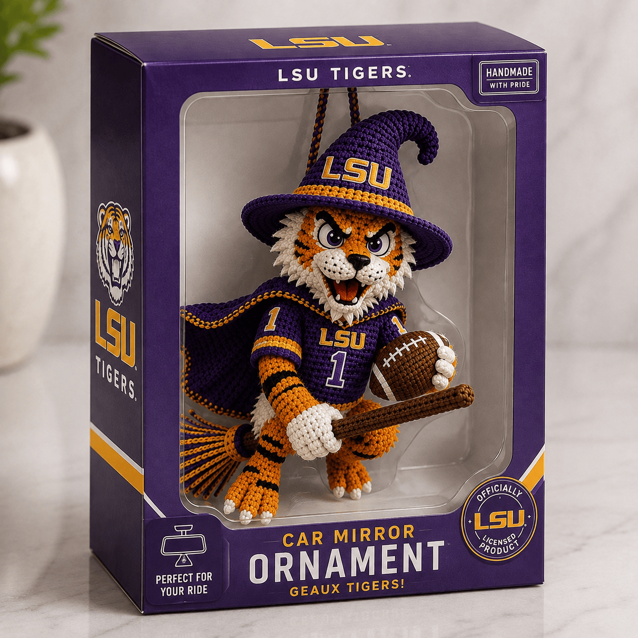 LSU Handmade Car Ornament BMD
